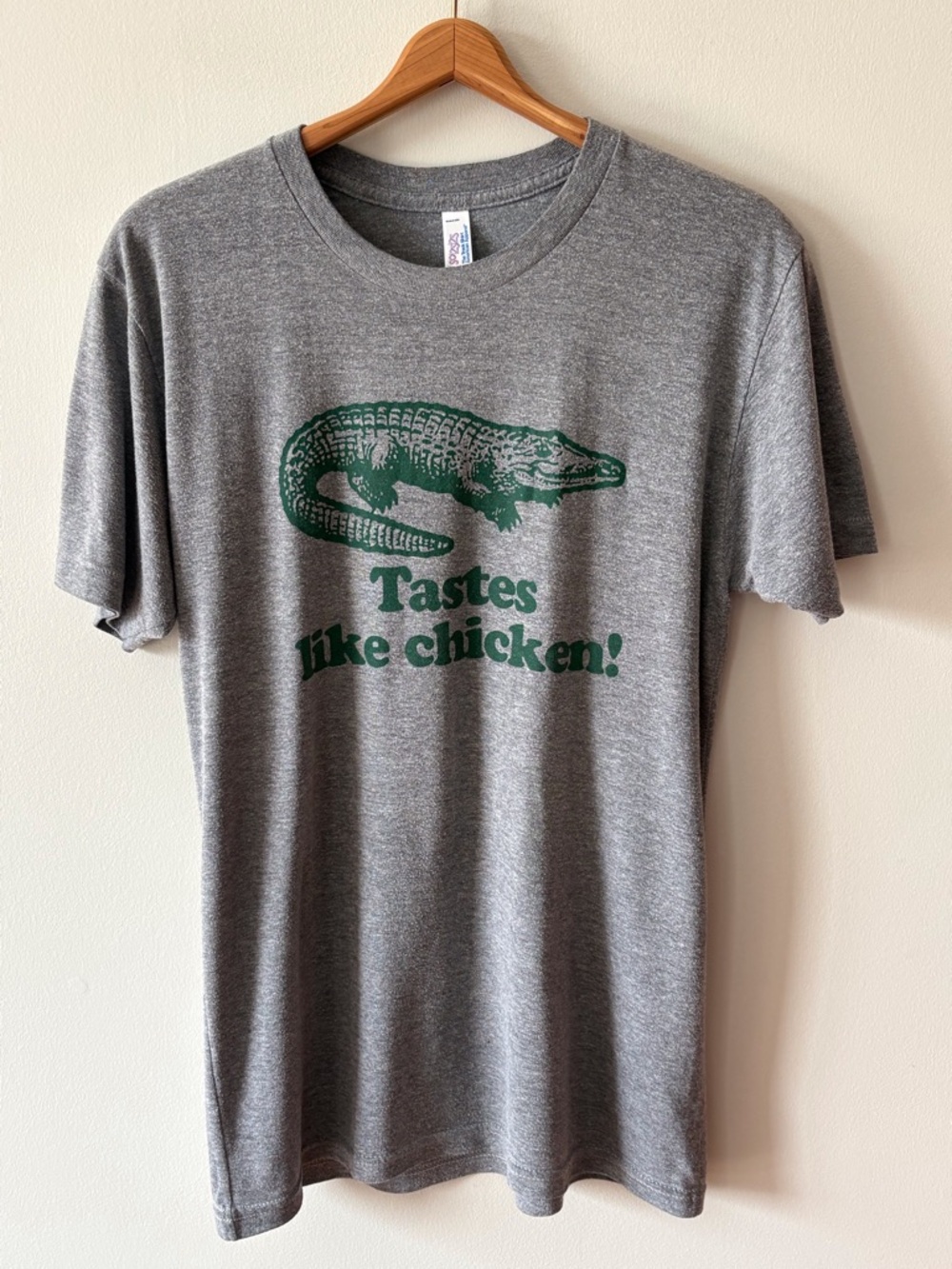 Tastes Like Chicken! T-Shirt Heather Grey Size Medium